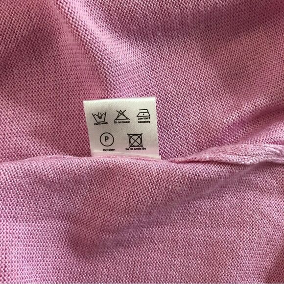 Dunffield Lane Pink Sweater Bicycle Print Silk Blend Barbie Pink Size Small - Picture 9 of 10